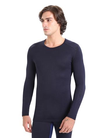 Midnight Navy Men's Icebreaker Merino 260 Tech Long Sleeve Crewe Thermal Top Base Layers | USA 1397VRWD